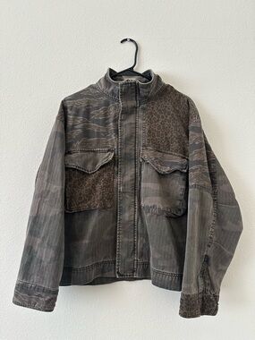 Lucky Brand Patchwork Camo Cropped Jacket